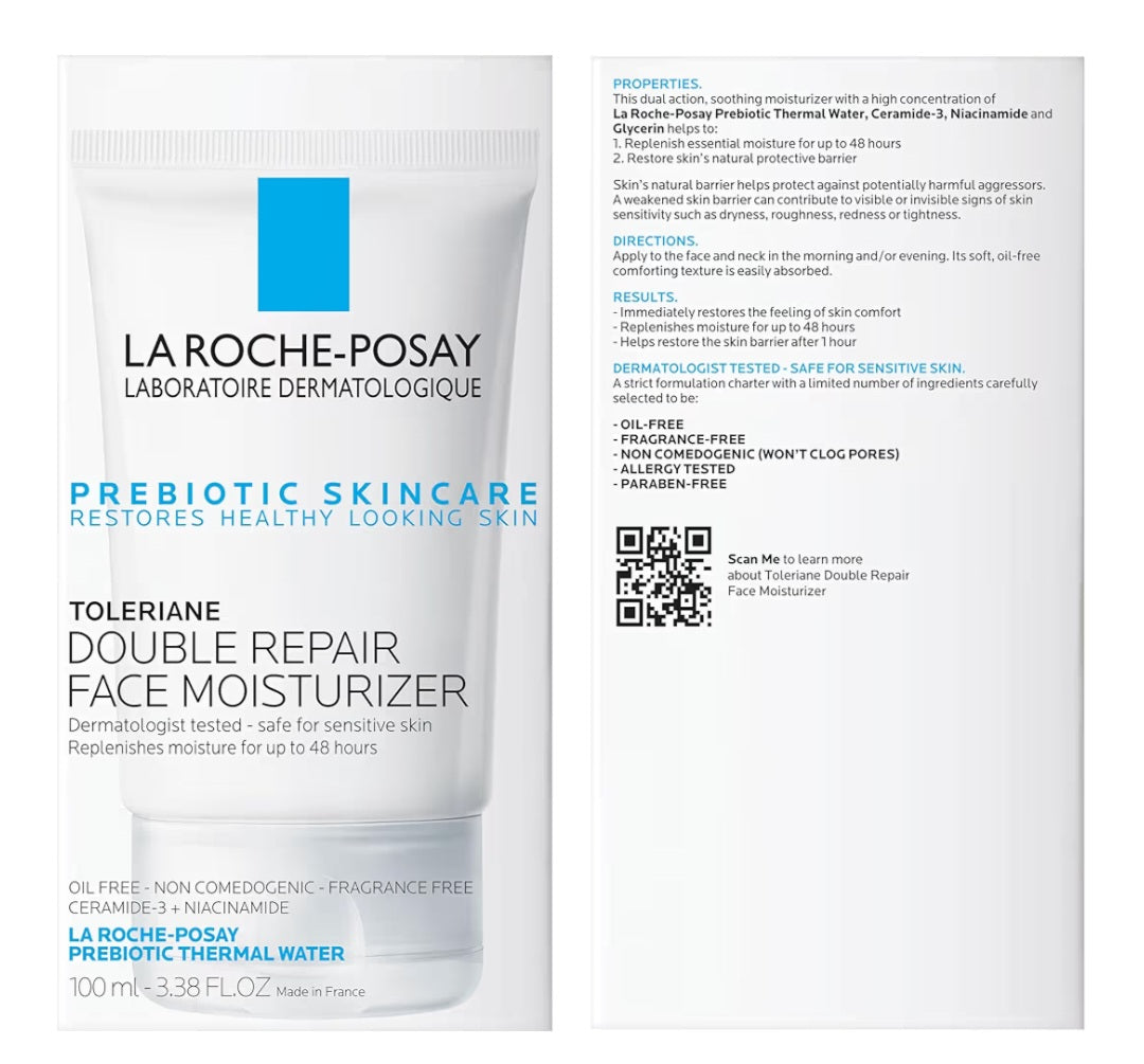 La Roche-Posay Toleriane Double Repair Face Moisturizer, Daily Moisturizer Face Cream with Ceramide & Niacinamide for All Skin Types, Immediate Comfort & Long Lasting Hydration, Fragrance Free