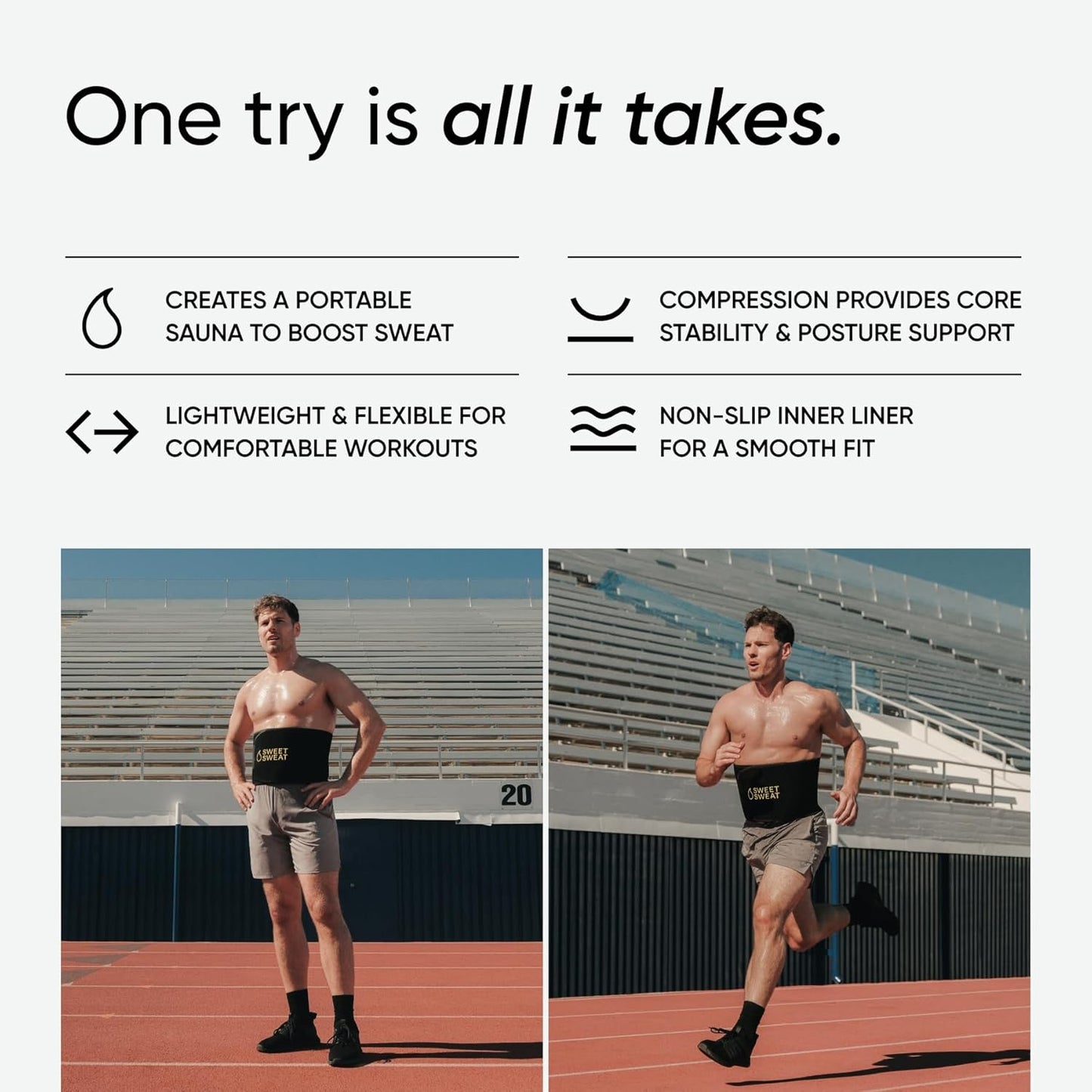 Sports Research Sweet Sweat Waist Trimmer (Core Series) - Premium Sweat Enhancing Fitness Band for Women & Men