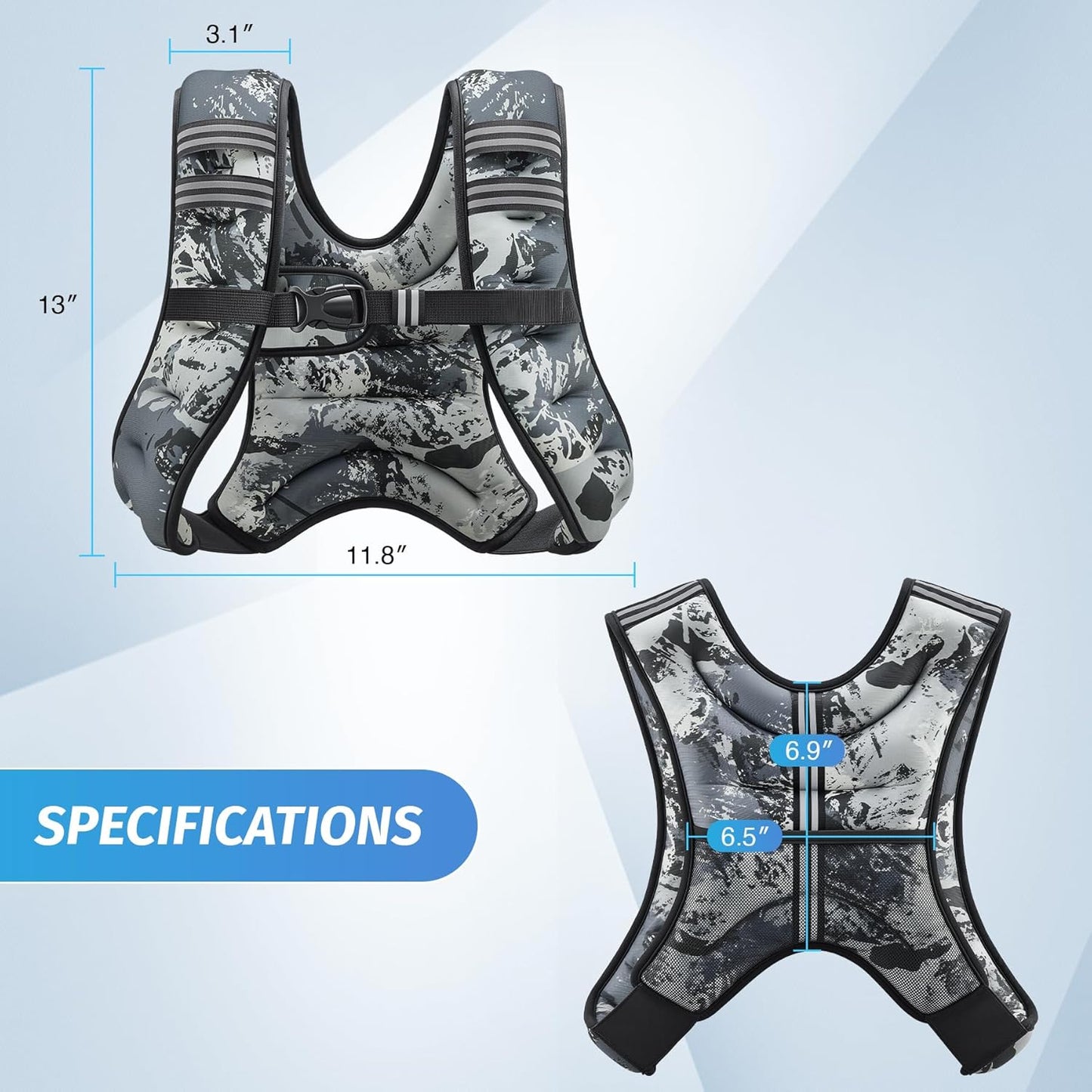 ZELUS Weighted Vest, 6lb/8lb/12lb/16lb/20lb/25lb/30lb Weight Vest with Reflective Stripe for Workout, Strength Training, Running, Fitness, Muscle Building, Weight Loss, Weightlifting